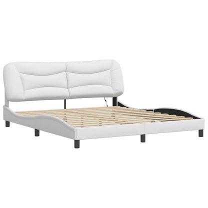 Bed Frame with LED without Mattress "Hvar" White 76"x79.9"