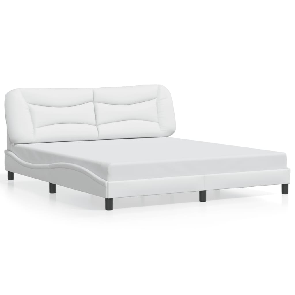 Bed Frame with LED without Mattress "Hvar" White 76"x79.9"