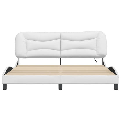 Bed Frame with LED without Mattress "Hvar" White 76"x79.9"