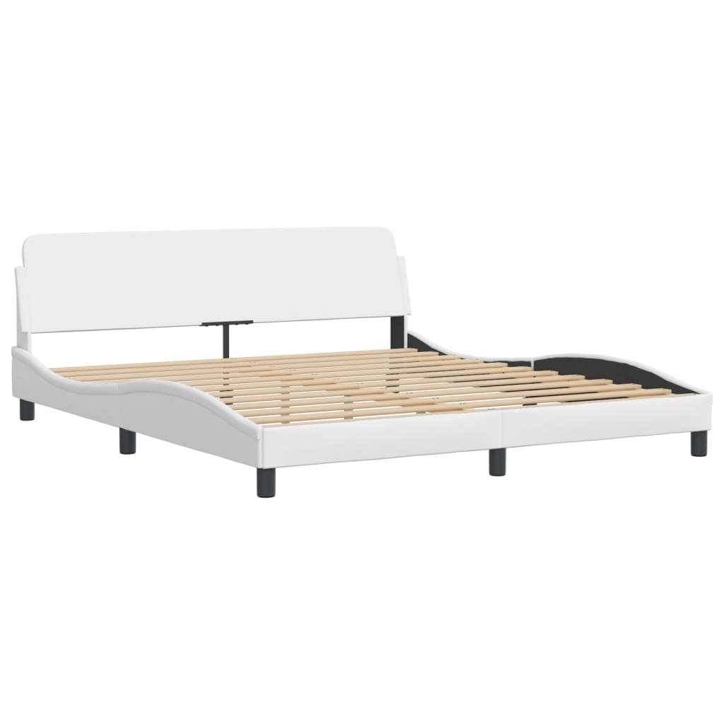 Bed Frame with LED without Mattress "Hvar" White 76"x79.9"