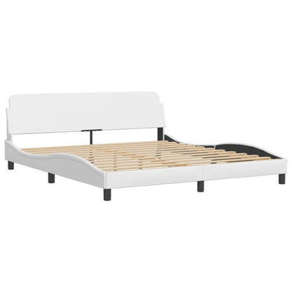 Bed Frame with LED without Mattress "Hvar" White 76"x79.9"