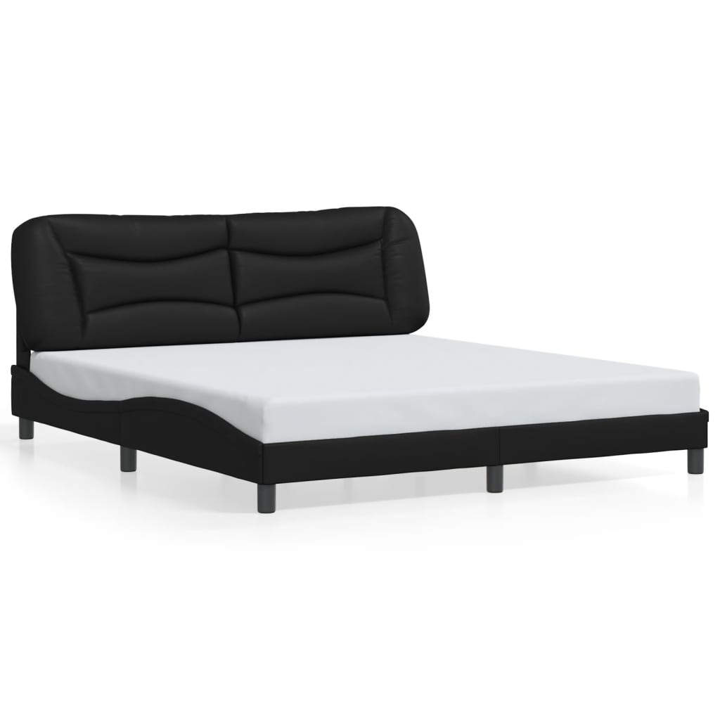 Bed Frame with LED without Mattress "Hvar" Black 72"x83.9"
