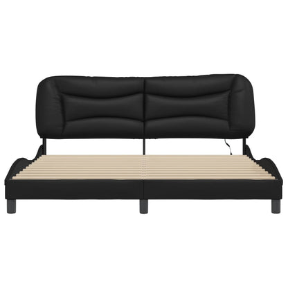 Bed Frame with LED without Mattress "Hvar" Black 72"x83.9"