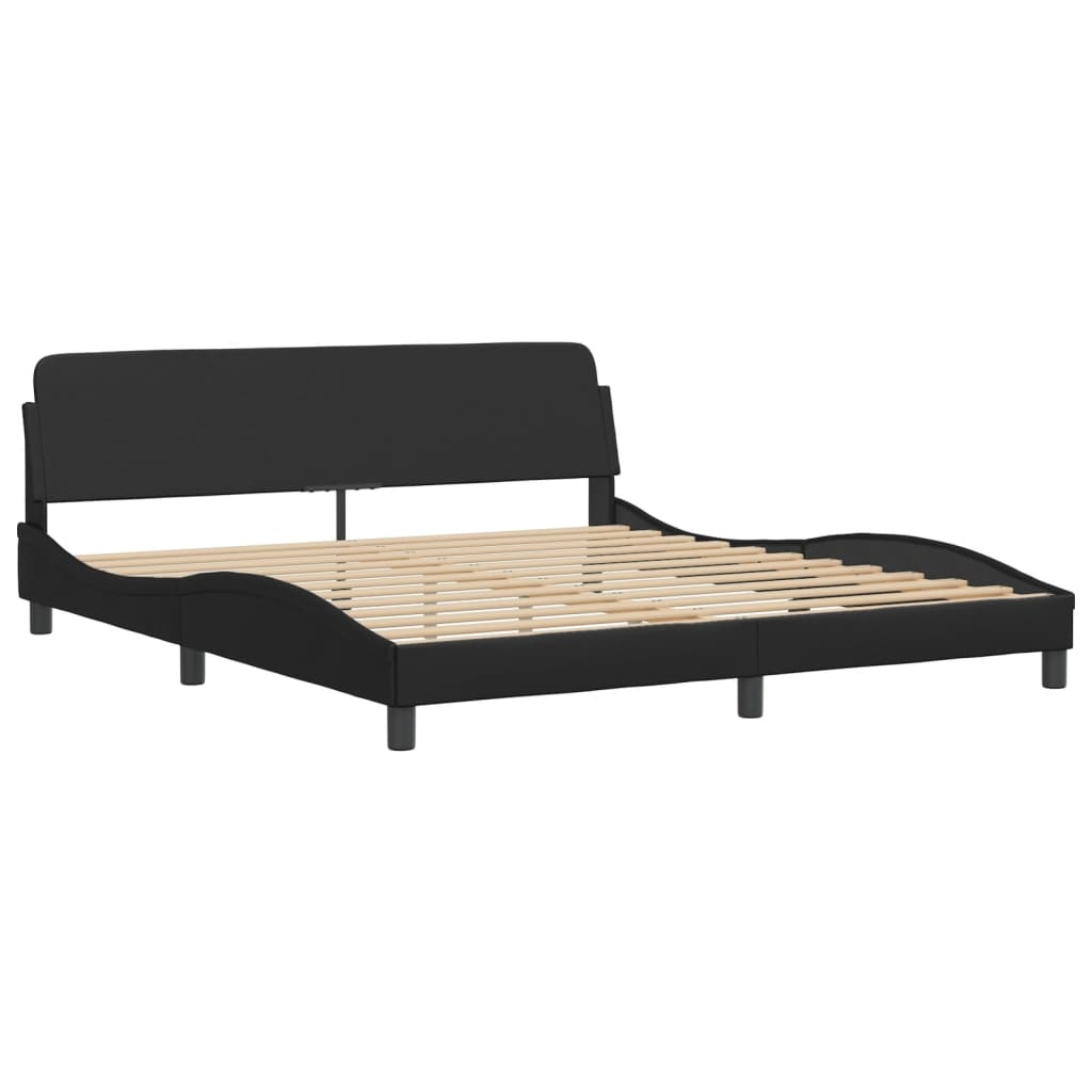Bed Frame with LED without Mattress "Hvar" Black 72"x83.9"