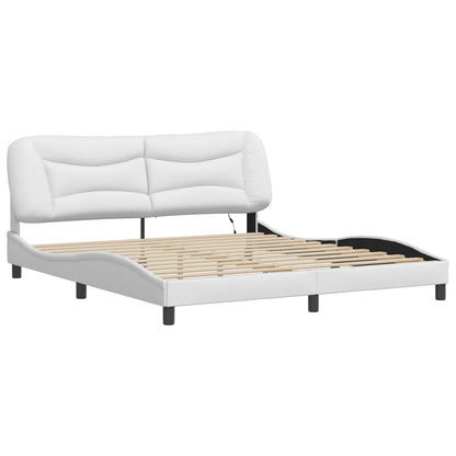 Bed Frame with LED without Mattress "Hvar" White 72"x83.9"