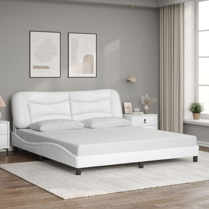 Bed Frame with LED without Mattress "Hvar" White 72"x83.9"