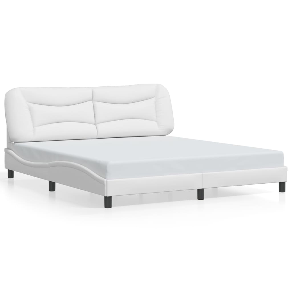 Bed Frame with LED without Mattress "Hvar" White 72"x83.9"
