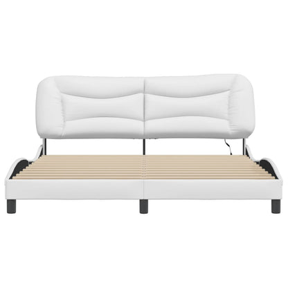 Bed Frame with LED without Mattress "Hvar" White 72"x83.9"