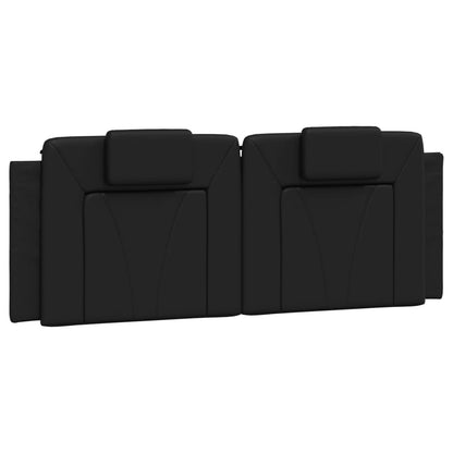 Bed Frame Black Faux leather, metal, solid pine wood, plywood