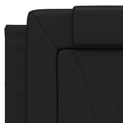 Bed Frame Black Faux leather, metal, solid pine wood, plywood