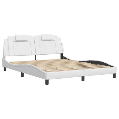 Bed Frame "Viana" with LED without Mattress White 59.8"x79.9"