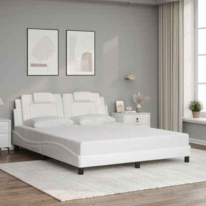 Bed Frame "Viana" with LED without Mattress White 59.8"x79.9"