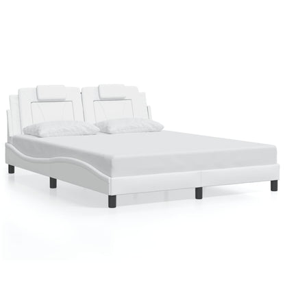 Bed Frame "Viana" with LED without Mattress White 59.8"x79.9"