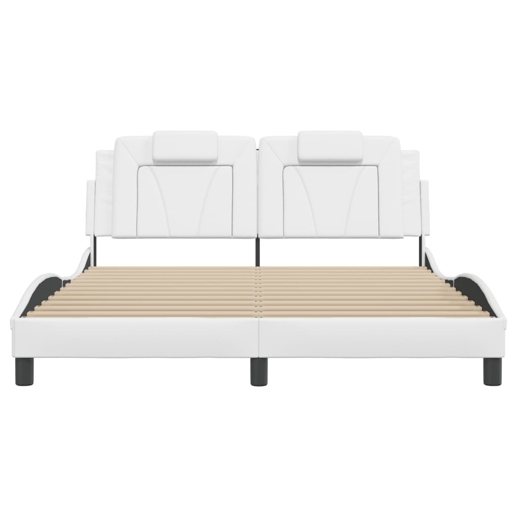 Bed Frame "Viana" with LED without Mattress White 59.8"x79.9"