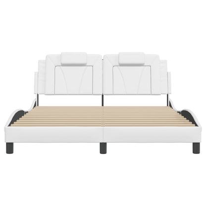 Bed Frame "Viana" with LED without Mattress White 59.8"x79.9"