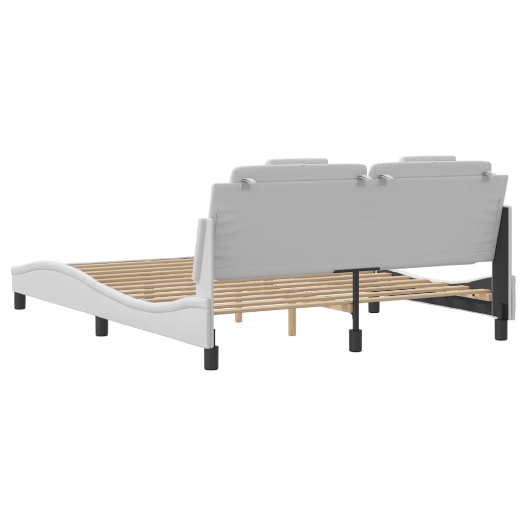 Bed Frame "Viana" with LED without Mattress White 59.8"x79.9"