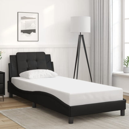 Bed Frame with LED without Mattress "Zadar" Black 39.4"x74.8"