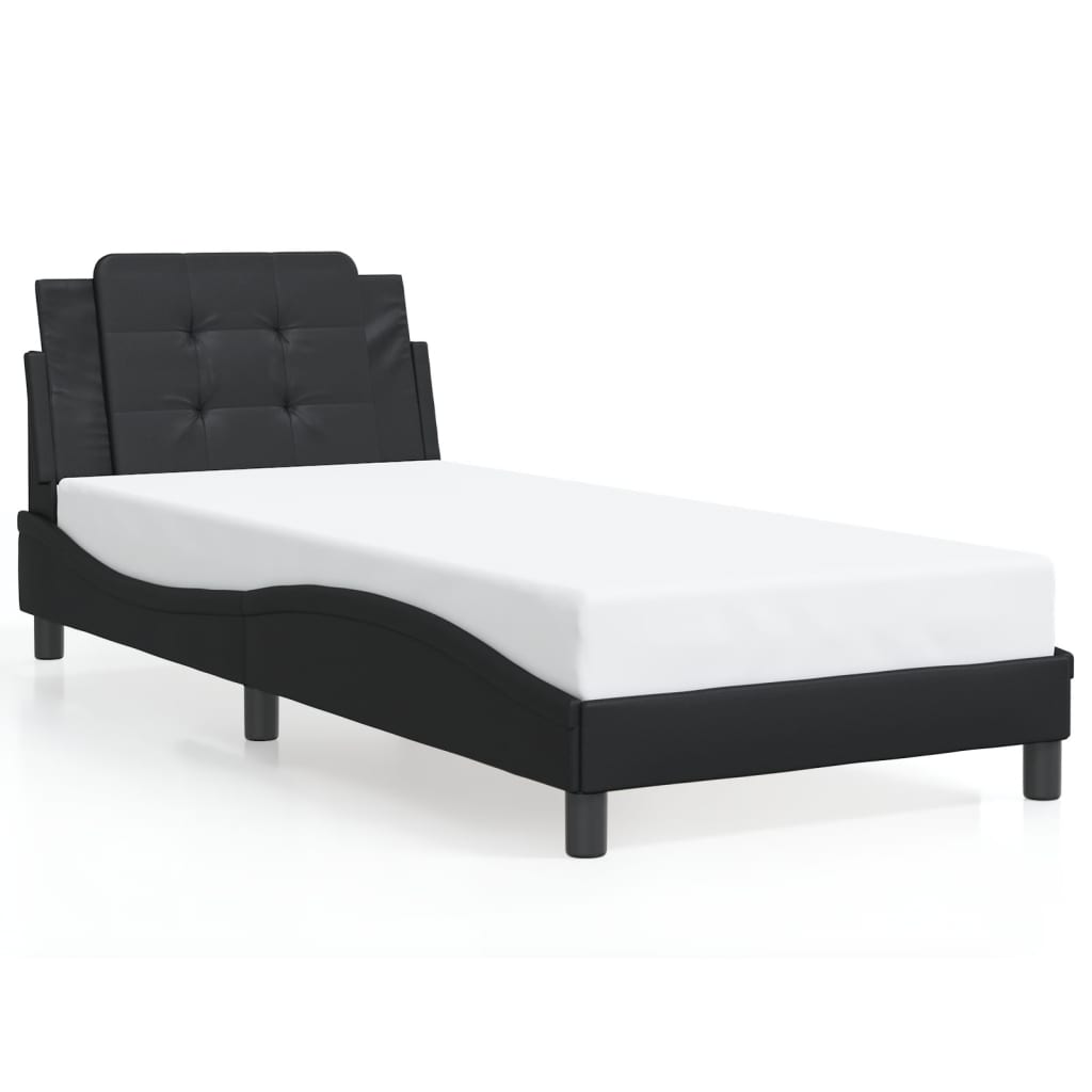 Bed Frame with LED without Mattress "Zadar" Black 39.4"x74.8"