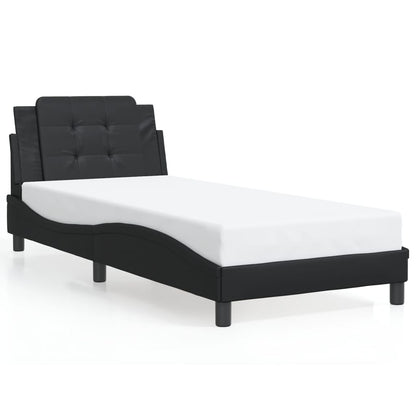 Bed Frame with LED without Mattress "Zadar" Black 39.4"x74.8"