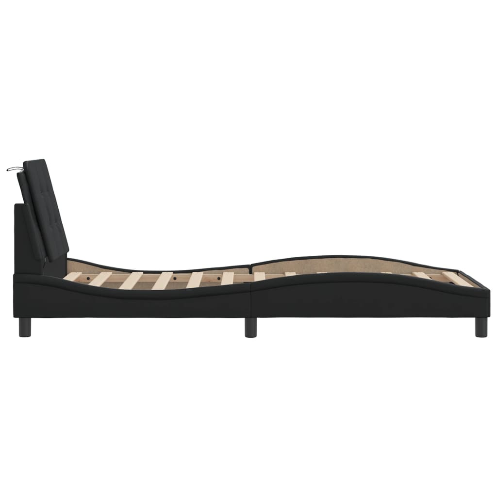 Bed Frame with LED without Mattress "Zadar" Black 39.4"x74.8"