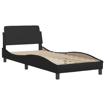 Bed Frame with LED without Mattress "Zadar" Black 39.4"x74.8"