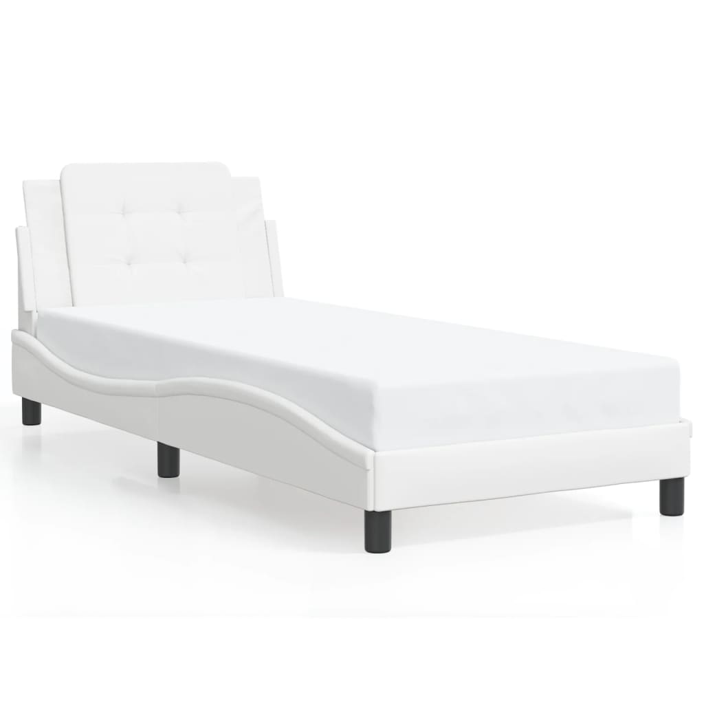Bed Frame with LED without Mattress "Zadar" White 39.4"x74.8"