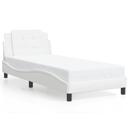Bed Frame with LED without Mattress "Zadar" White 39.4"x74.8"