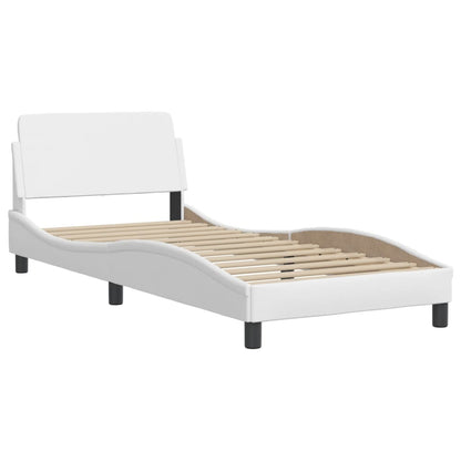 Bed Frame with LED without Mattress "Zadar" White 39.4"x74.8"