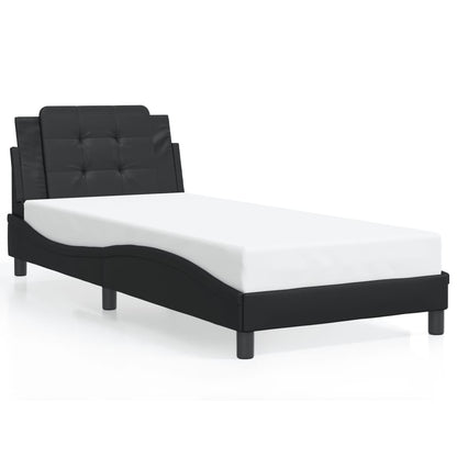 Bed Frame with LED without Mattress "Zadar" Black 39.4"x79.9"