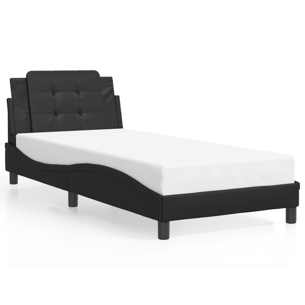 Bed Frame with LED without Mattress "Zadar" Black 39.4"x79.9"