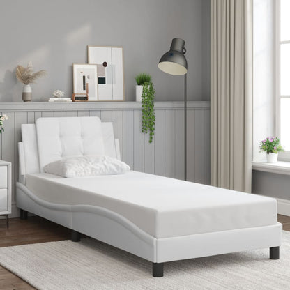 Bed Frame with LED without Mattress "Zadar" White 39.4"x79.9"