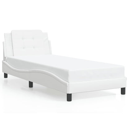 Bed Frame with LED without Mattress "Zadar" White 39.4"x79.9"
