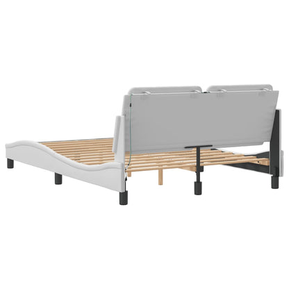 Bed Frame with LED without Mattress "Zadar" White 53.9"x74.8"