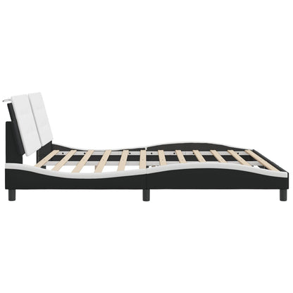 Bed Frame with LED without Mattress "Zadar" Black and White 76"x79.9"