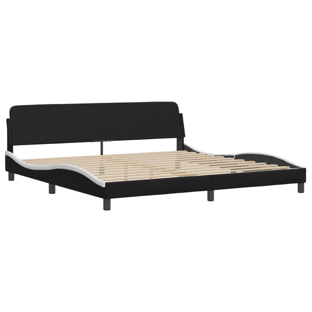 Bed Frame with LED without Mattress "Zadar" Black and White 76"x79.9"