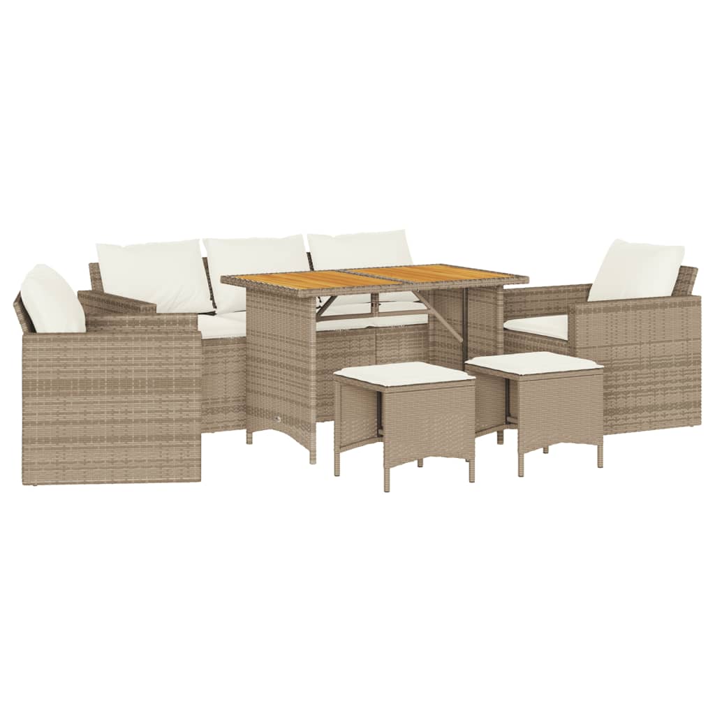 Garden Sofa Set Beige PE rattan Large Modular Garden Sofa Set