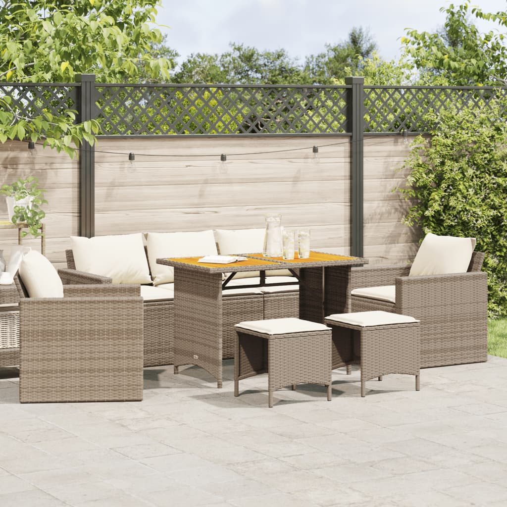 Garden Sofa Set Beige PE rattan Large Modular Garden Sofa Set