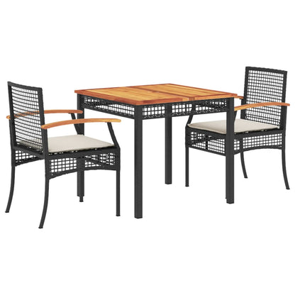 Garden Dining Set Black, Cream White