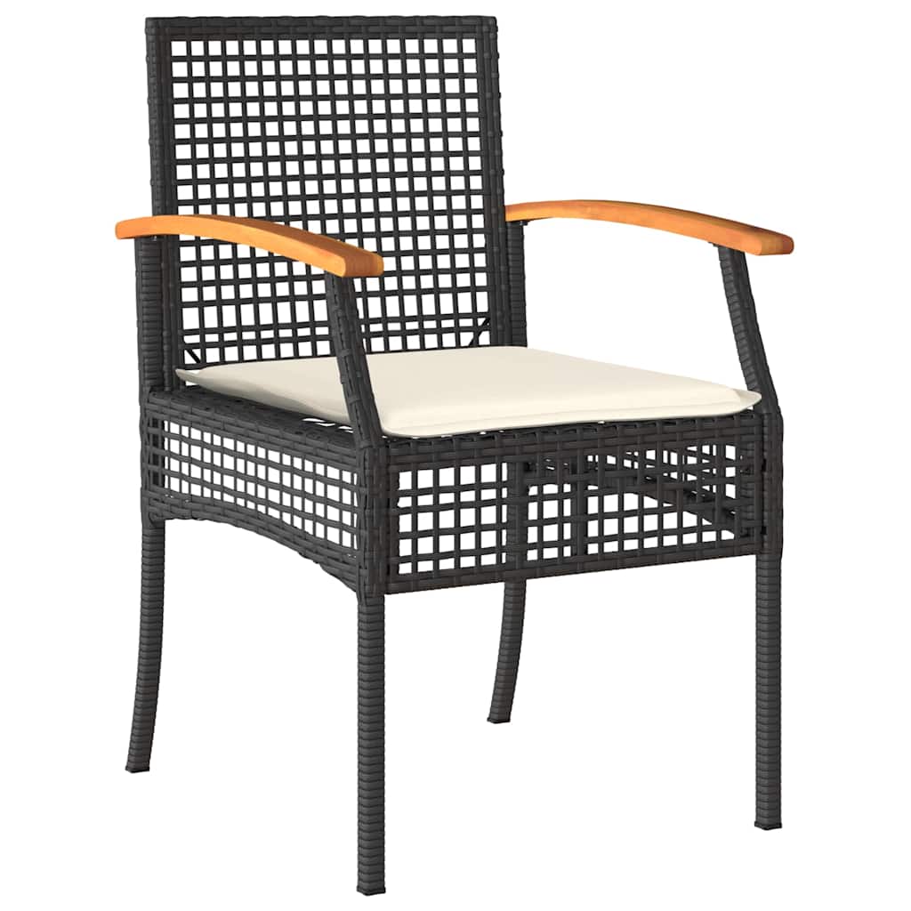 Garden Dining Set Black, Cream White