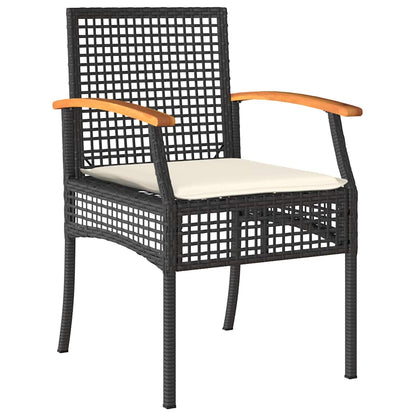 Garden Dining Set Black, Cream White