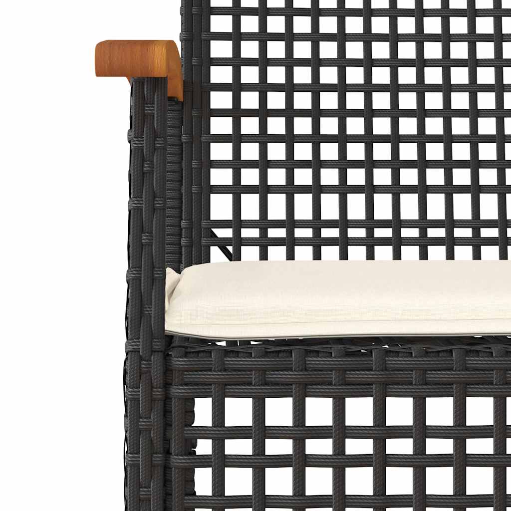 Garden Dining Set Black, Cream White