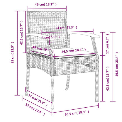 Garden Dining Set Black, Cream White