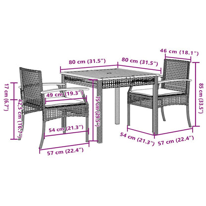 Garden Dining Set Black, Cream White