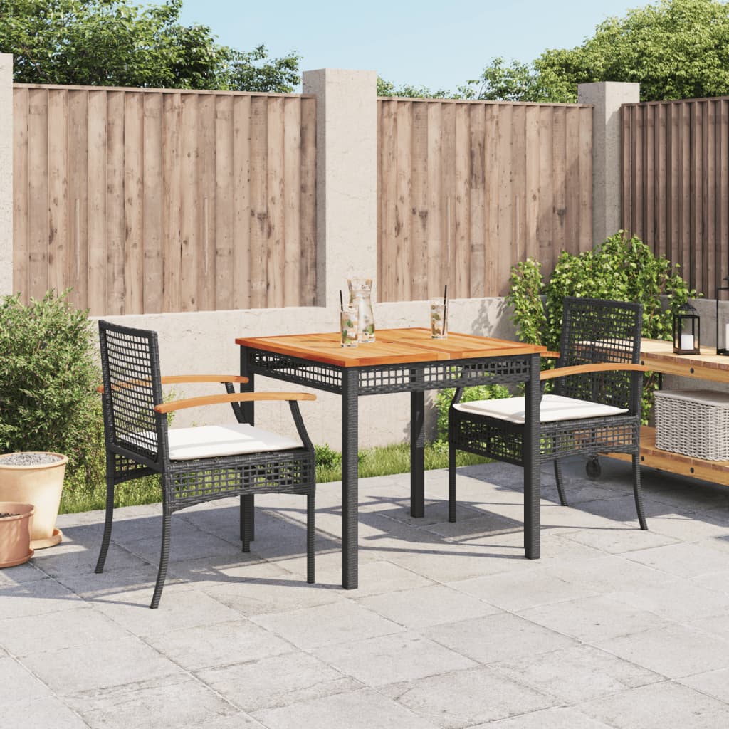 Garden Dining Set Black, Cream White