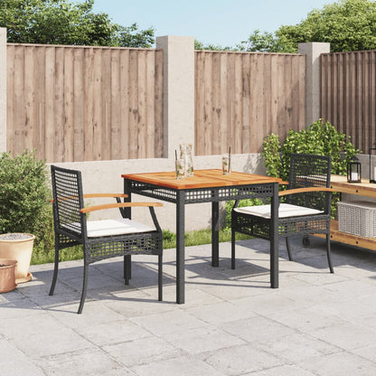 Garden Dining Set Black, Cream White