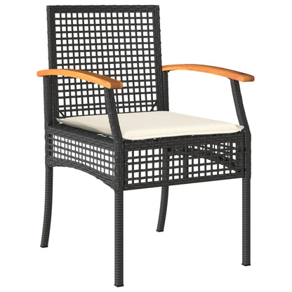 Garden Dining Set Black, Cream White Poly Rattan Large