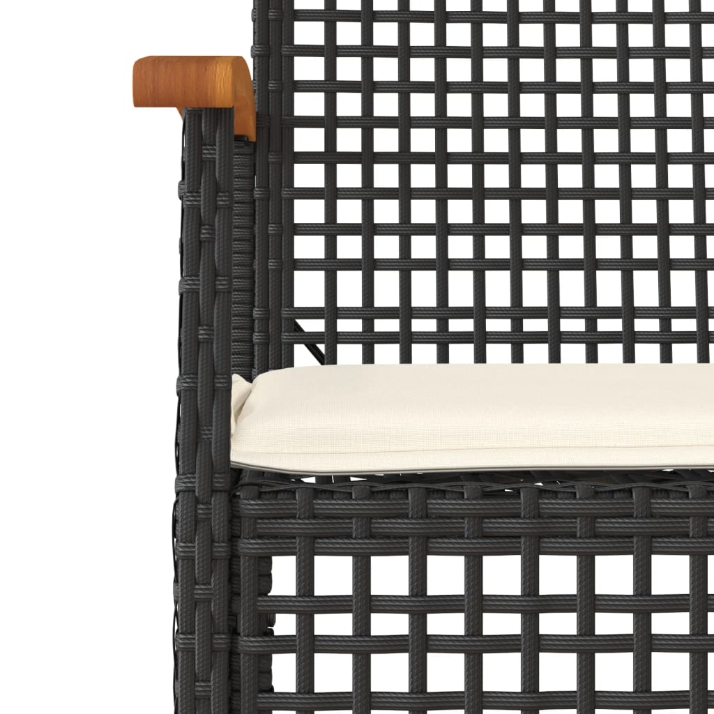 Garden Dining Set Black, Cream White Poly Rattan Large