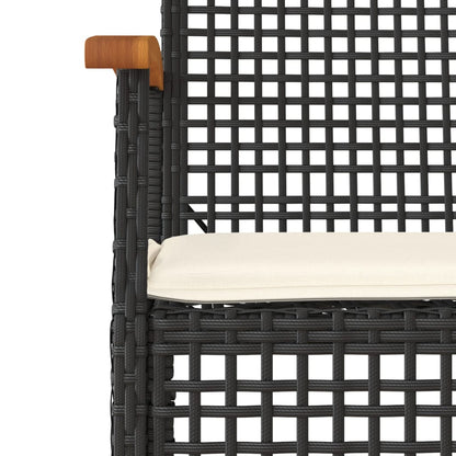 Garden Dining Set Black, Cream White Poly Rattan Large