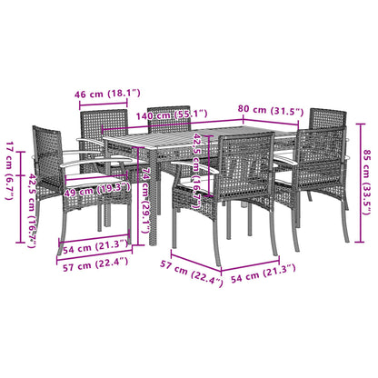 Garden Dining Set Black, Cream White Poly Rattan Large