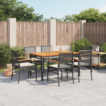 Garden Dining Set Black, Cream White Poly Rattan Large